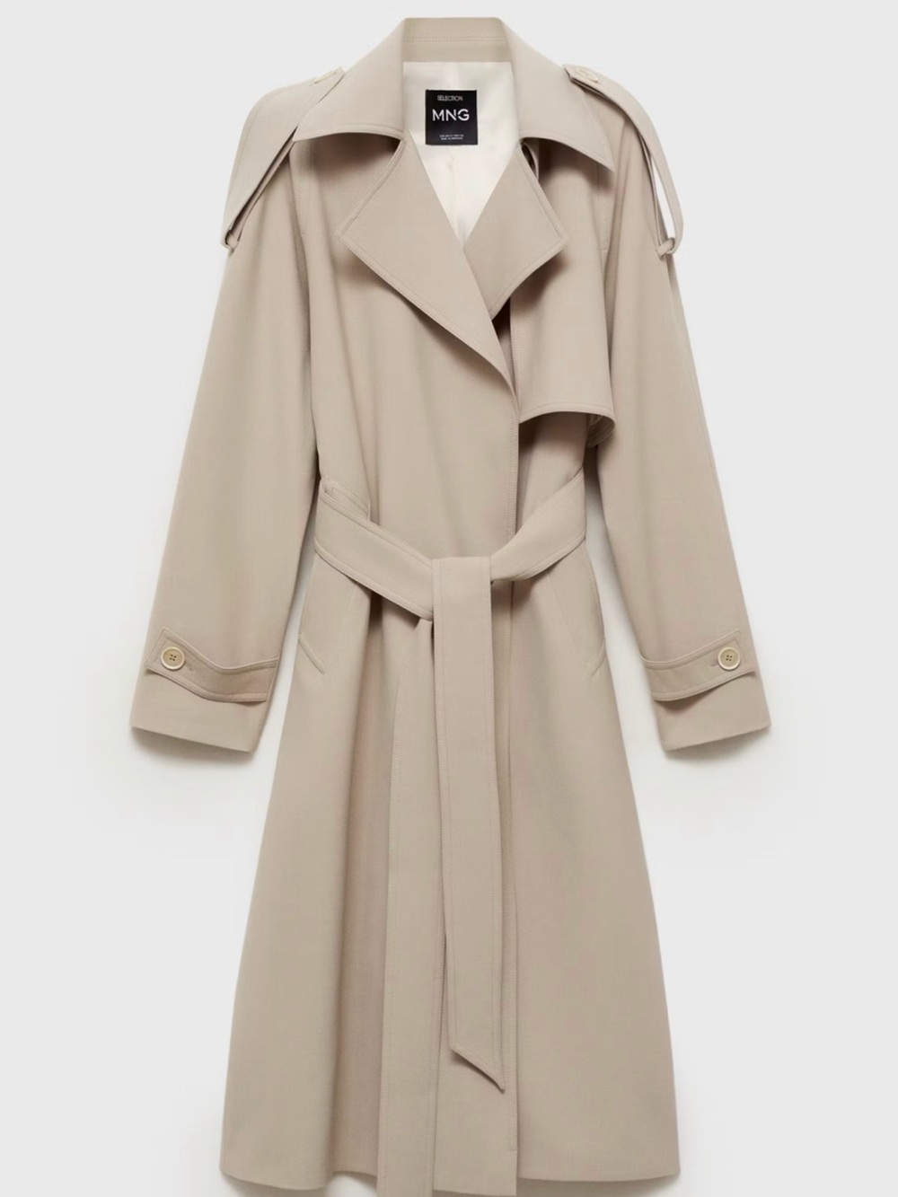 Mango Neutral Beige Trench Coat with Waist Tie